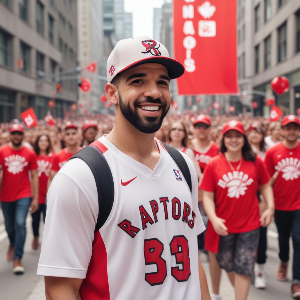 Drake Celebrates Canada Day in Toronto Raptors Gear: A Festive Tribute to His Roots